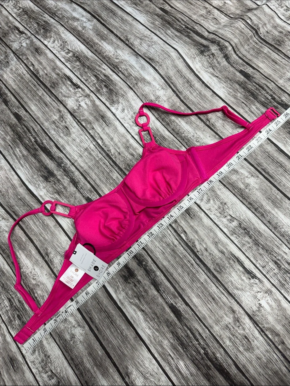 Shade & Shore Women's Hot Pink Swim Top with Ring-Strap Detail